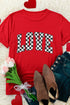 Checkered Love Graphic Short Sleeve Crew Neck Tee