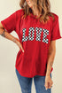 Checkered Love Graphic Short Sleeve Crew Neck Tee
