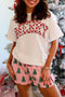 Checkered Merry Graphic Tee Christmas Tree Lounge Set