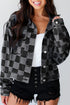 Checkered Patchwork Button up Denim Jacket