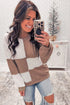 Checkered Patchwork Raw Seam Cotton Knit Sweater