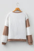 Checkered Patchwork Raw Seam Cotton Knit Sweater