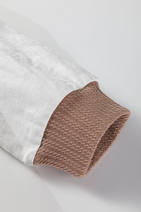 Checkered Patchwork Raw Seam Cotton Knit Sweater
