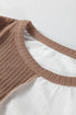 Checkered Patchwork Raw Seam Cotton Knit Sweater