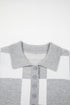 Checkered Pattern Button Polo Collar Split Hem Sweater