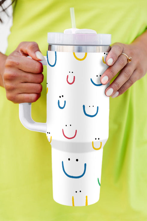 Checkered Pattern Graphic Large Handle Vacuum Insulated Tumbler