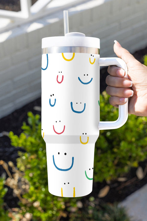 Checkered Pattern Graphic Large Handle Vacuum Insulated Tumbler