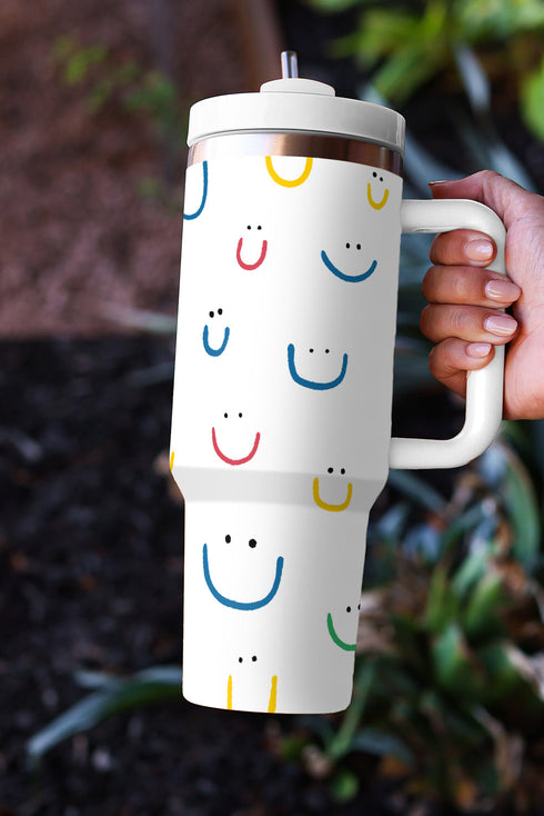 Checkered Pattern Graphic Large Handle Vacuum Insulated Tumbler
