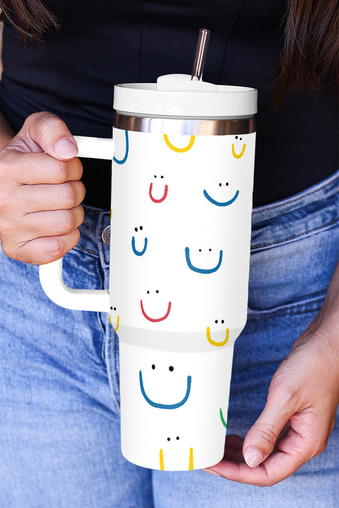 Checkered Pattern Graphic Large Handle Vacuum Insulated Tumbler