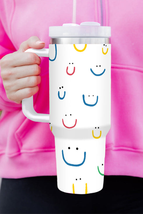 Checkered Pattern Graphic Large Handle Vacuum Insulated Tumbler