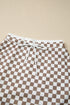 Checkered Polo Collar Long Sleeve Mini Skirt Two Piece Dress