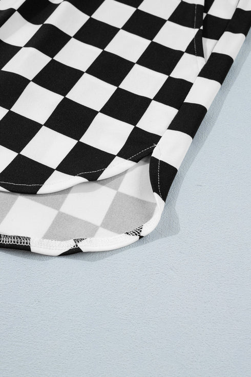 Checkered Print Active Sporty Athleisure Shorts