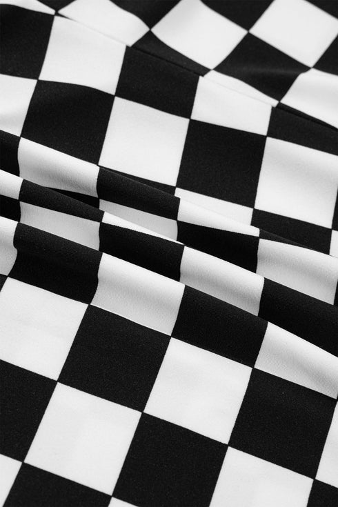 Checkered Print Active Sporty Athleisure Shorts