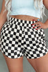 Checkered Print Active Sporty Athleisure Shorts