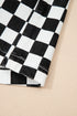 Checkered Print Asymmetrical Overlap Waist Denim Shorts