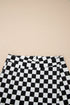 Checkered Print Asymmetrical Overlap Waist Denim Shorts