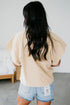 Checkered Print Batwing Sleeve Round Neck Tee