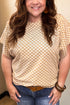 Checkered Print Batwing Sleeve Round Neck Tee