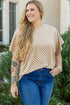 Checkered Print Batwing Sleeve Round Neck Tee