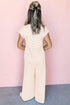 Checkered Print Buttoned Crew Neck Wide Leg Jumpsuit