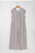 Checkered Print Buttoned Crew Neck Wide Leg Jumpsuit