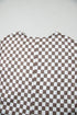 Checkered Print Buttoned Crew Neck Wide Leg Jumpsuit