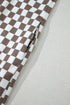 Checkered Print Buttoned Crew Neck Wide Leg Jumpsuit