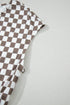 Checkered Print Buttoned Crew Neck Wide Leg Jumpsuit