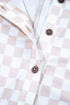 Checkered Print Buttoned Crew Neck Wide Leg Jumpsuit