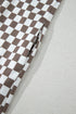 Checkered Print Buttoned Crew Neck Wide Leg Jumpsuit