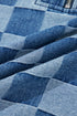 Checkered Print Denim Zipped Neck Kangaroo Pocket Hoodie