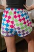 Checkered Print Drawstring Elastic Waist Casual Shorts
