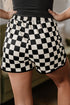 Checkered Print Drawstring Elastic Waist Casual Shorts