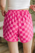 Checkered Print Drawstring Elastic Waist Casual Shorts