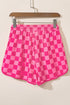 Checkered Print Drawstring Elastic Waist Casual Shorts