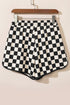 Checkered Print Drawstring Elastic Waist Casual Shorts