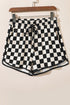 Checkered Print Drawstring Elastic Waist Casual Shorts