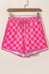 Checkered Print Drawstring Elastic Waist Casual Shorts