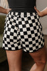 Checkered Print Drawstring Elastic Waist Casual Shorts