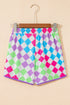 Checkered Print Drawstring Elastic Waist Casual Shorts