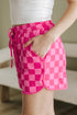 Checkered Print Drawstring Elastic Waist Casual Shorts