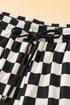 Checkered Print Drawstring Elastic Waist Casual Shorts