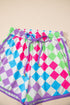 Checkered Print Drawstring Elastic Waist Casual Shorts
