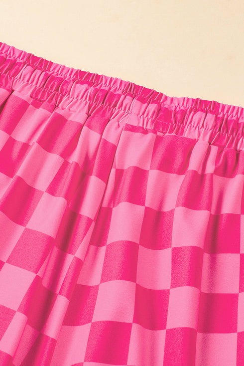 Checkered Print Drawstring Elastic Waist Casual Shorts