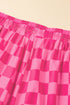 Checkered Print Drawstring Elastic Waist Casual Shorts