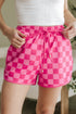 Checkered Print Drawstring Elastic Waist Casual Shorts