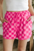 Checkered Print Drawstring Elastic Waist Casual Shorts