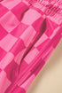 Checkered Print Drawstring Elastic Waist Casual Shorts