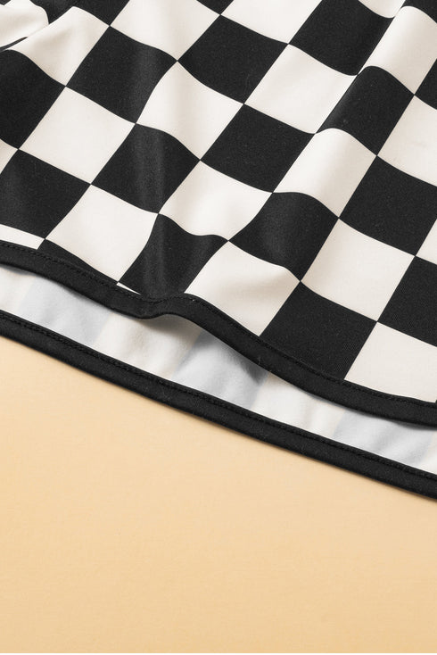 Checkered Print Drawstring Elastic Waist Casual Shorts