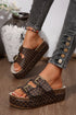 Checkered Print Dual Buckle Platform Slide Slippers